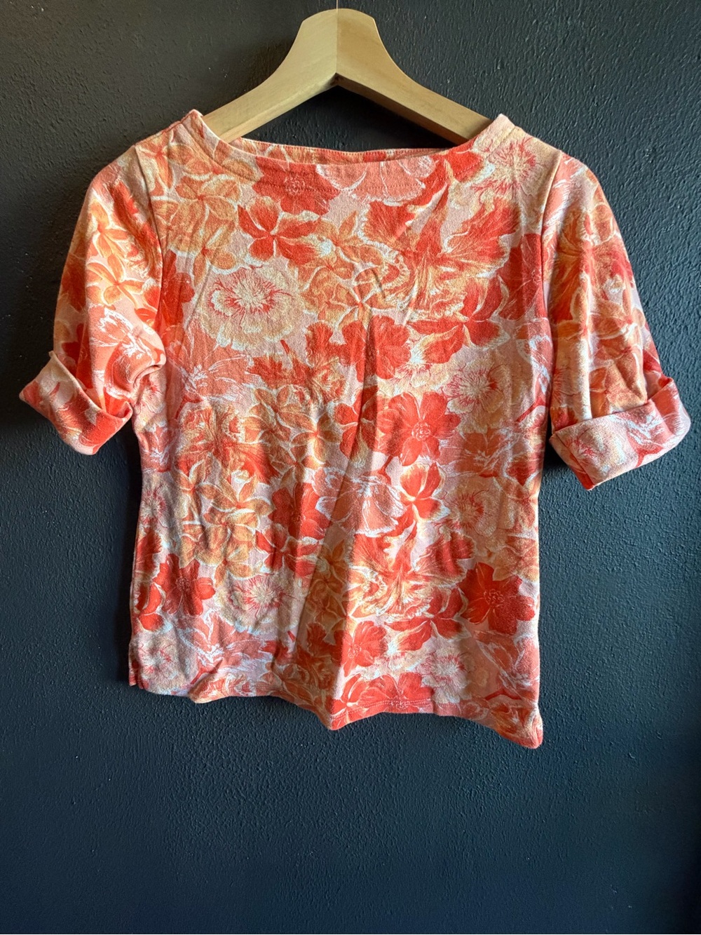 Style & Co. Coral and Cream Floral Short-Sleeve Top